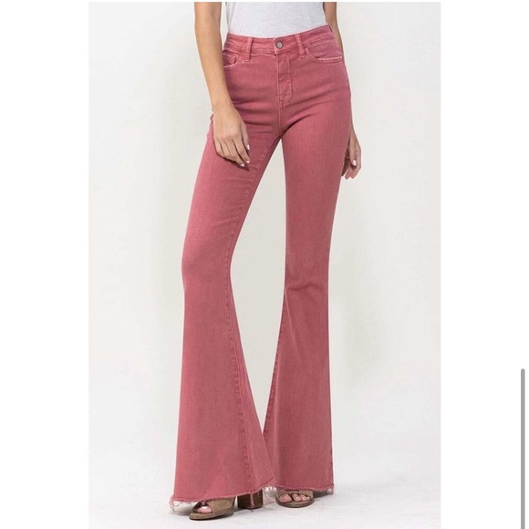 Vervet Bella women’s high rise flare mineral red raw hem new with tags size 20 - Picture 2 of 6